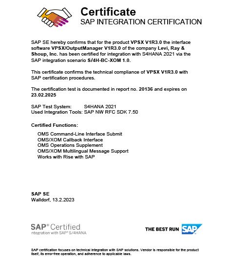 LRS SAP Certification